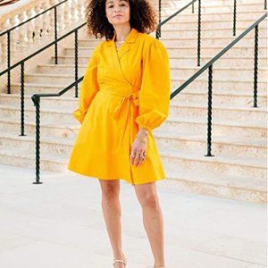 Scout the City Amazon Drop Yellow Wrap Dress